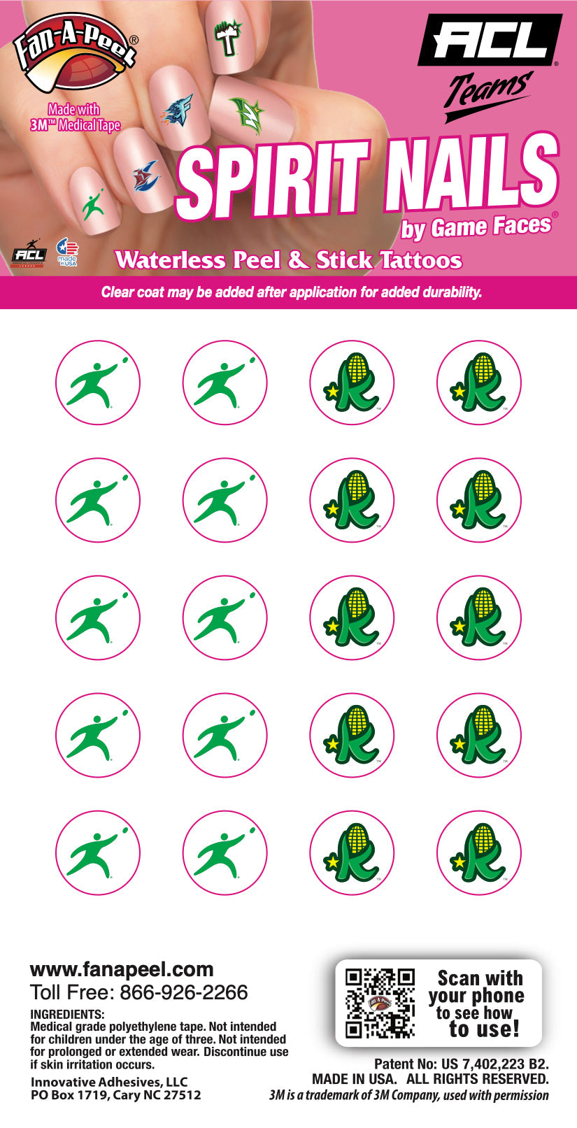 Kentucky Kernels - Waterless Peel & Stick Fingernail Tattoos - 20 Pack